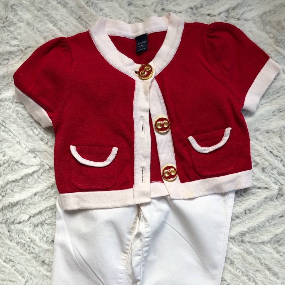 GAP Red with white trim nautical sweater 3T